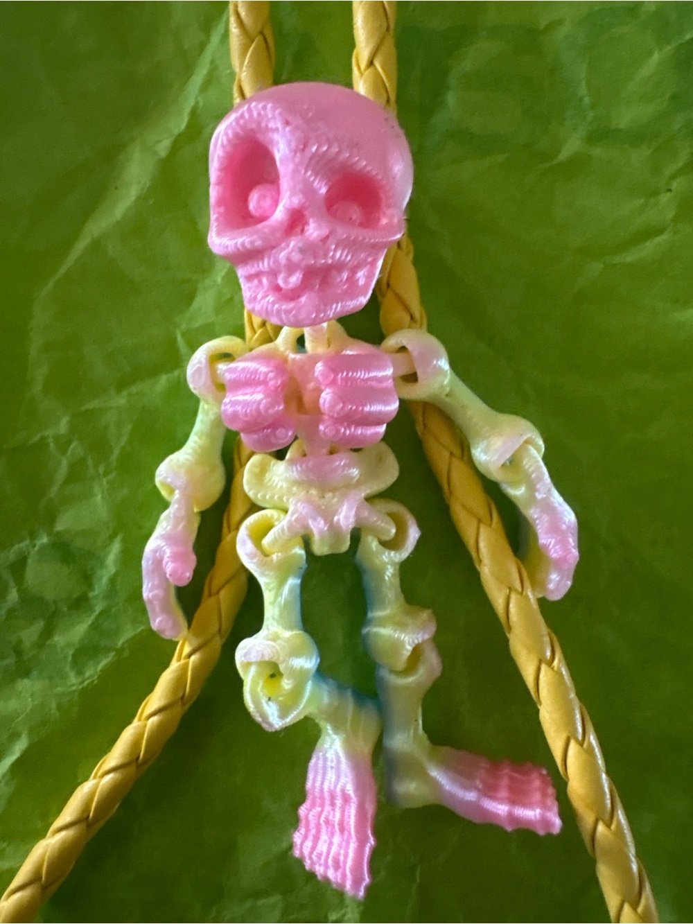 Colorful Pink Skeleton Action Figure Bolo Tie